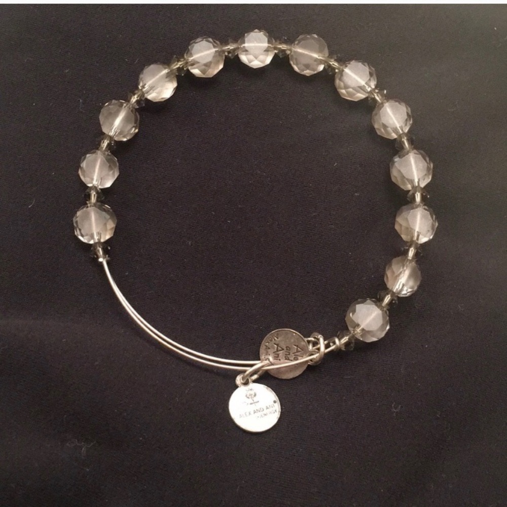Alex and Ani Smokey gray beaded bracelet.